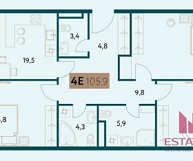3-х комнатная квартира - 105.5 кв.м. купить